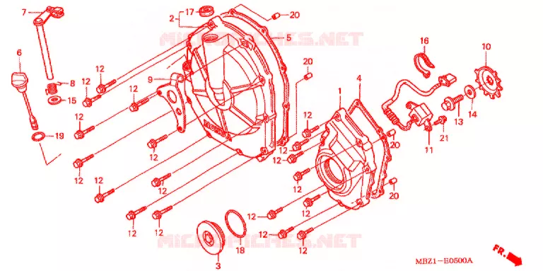CARTER MOTEUR DROIT Honda MOTO 600 HORNET 2000  CB600F2Y