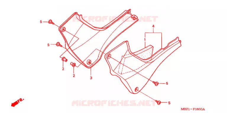 COUVERCLES LATERAUX Honda MOTO 600 HORNET 1998  CB600FW