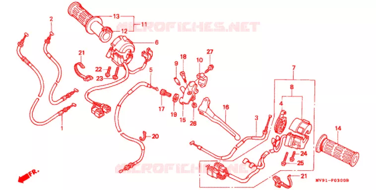 LEVIER DE GUIDON - CABLE - COMMODO Honda MOTO 600 CBR 1994  CBR600FR_II