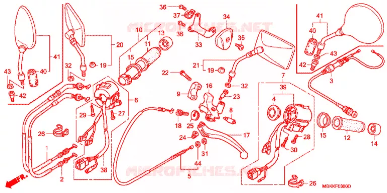LEVIER DE GUIDON - CABLE - COMMODO Honda MOTO 400 SHADOW 2007  NV400C7