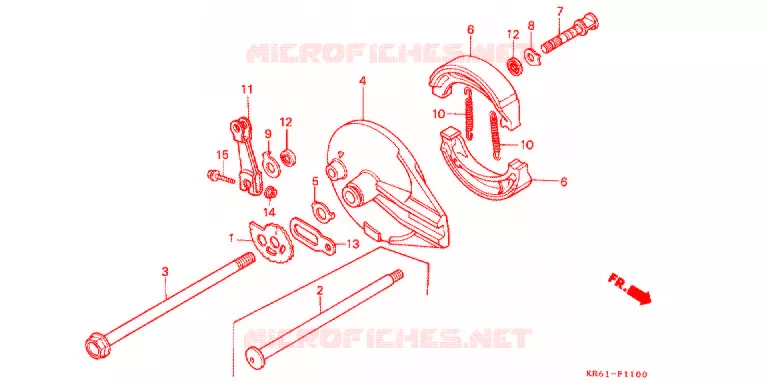 FLASQUE - MACHOIRES DE FREIN ARRIERE (RF/R2F/RH) Honda MOTO 250 XL 1985  XLR250RF