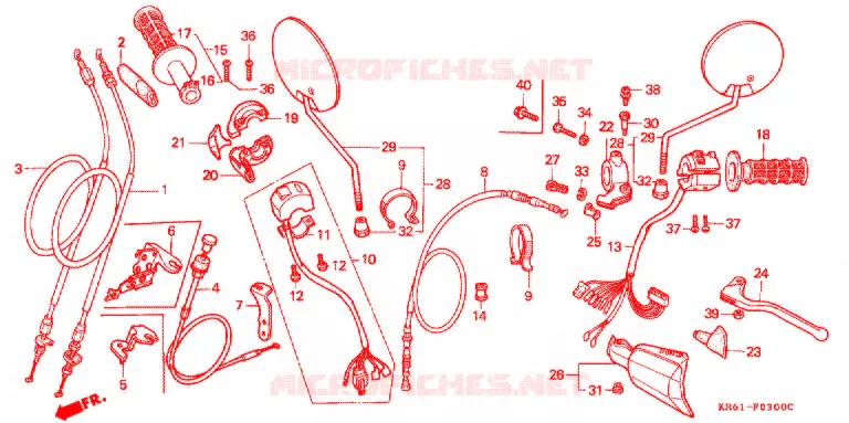 LEVIER DE GUIDON - CABLE - COMMODO Honda MOTO 250 XL 1985  XLR250RF