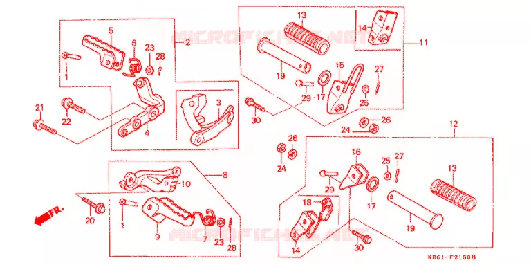 REPOSE PIED (1) (RF/R2F/RH/R3J/RK/RL/R3L) Honda MOTO 250 XL 1986  XLR250RF