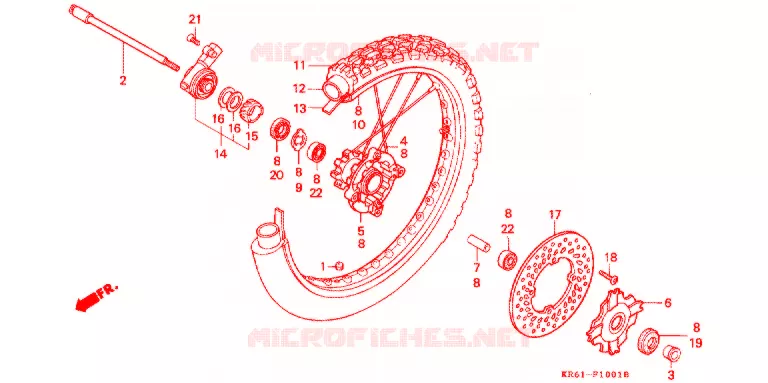 ROUE AVANT (2) (RM/R3M/RN/R3N/RP/RR/R3R) Honda MOTO 250 XL 1992  XLR250RN