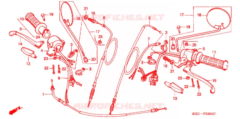 LEVIER DE GUIDON - CABLE - COMMODO Honda MOTO 125 CD 1992  CD125TN