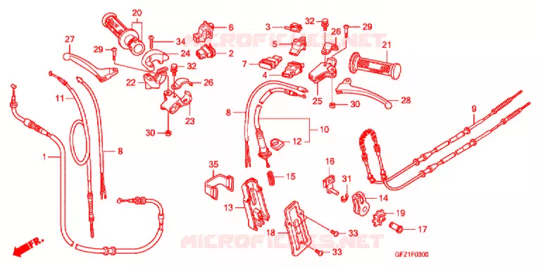 LEVIER DE GUIDON - CABLE - COMMODO Honda SCOOTER 50 GYRO 2010  TC508