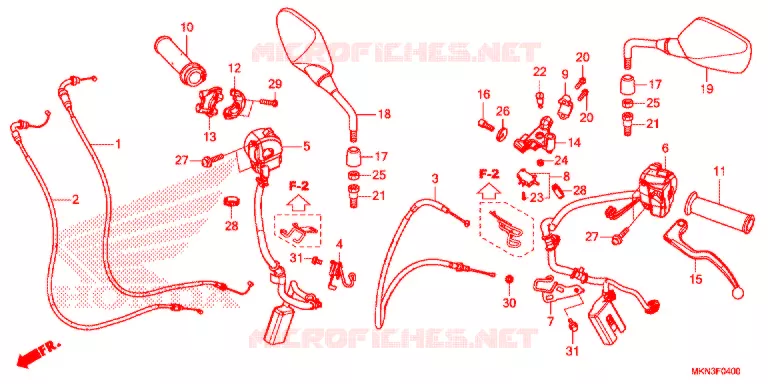 LEVIER DE GUIDON - CABLE - COMMODO Honda MOTO 650 CB 2020  CB650RAK