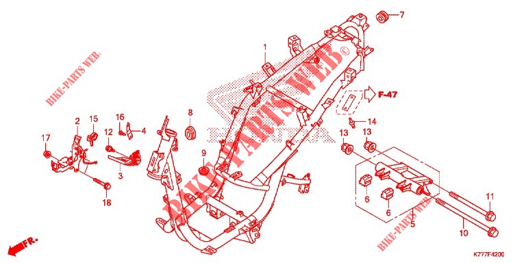CADRE pour Honda SH 125 ABS D 2ED 2019