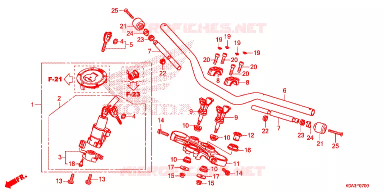 GUIDON - TE DE FOURCHE Honda MOTO 250 CBF 2021  CBF250NAL