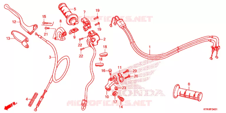 LEVIER DE GUIDON - CABLE - COMMODO (CRF110F'19) Honda MOTO 110 CRF 2019  CRF110FK