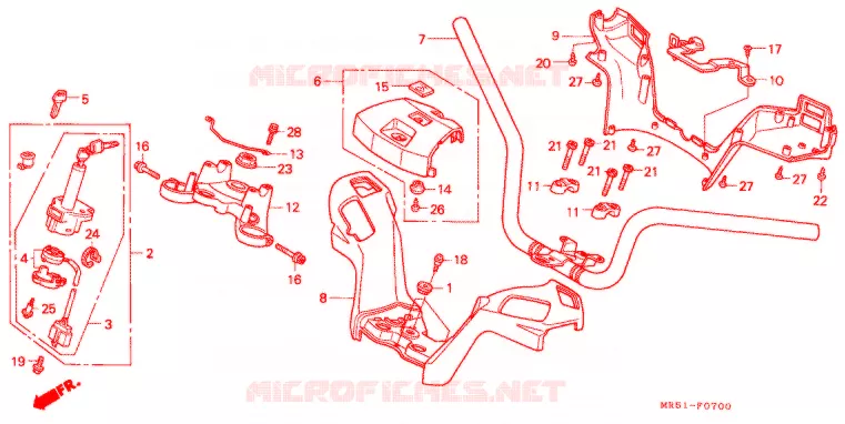 GUIDON - TE DE FOURCHE Honda MOTO 800 PC800 1992  PC800R