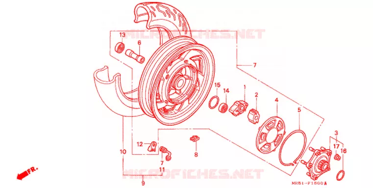 ROUE ARRIERE Honda MOTO 800 PC800 1992  PC800R