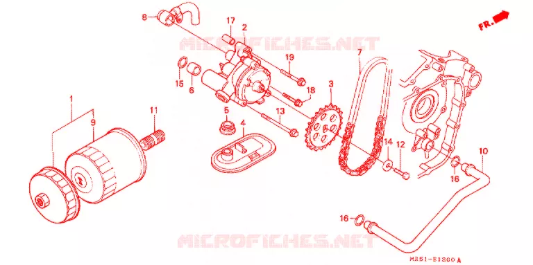 FILTRE A HUILE - POMPE A HUILE Honda MOTO 800 PC800 1997  PC800T