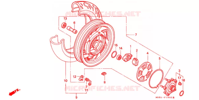 ROUE ARRIERE Honda MOTO 800 PC800 1996  PC800T