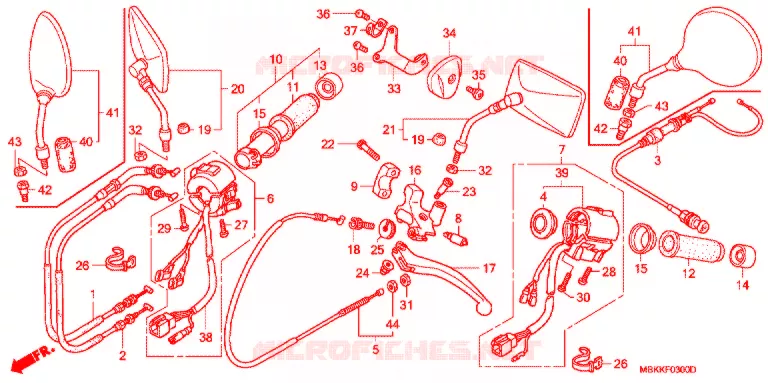 LEVIER DE GUIDON - CABLE - COMMODO Honda MOTO 400 SHADOW 2008  NV400C8