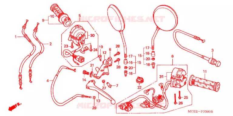 COMMODO - LEVIER - CABLE Honda MOTO 400 CB 2004  CB400L4