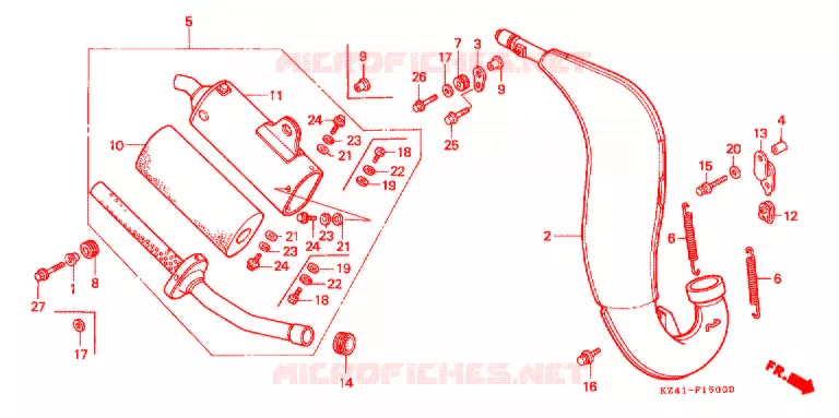 ECHAPPEMENT (CR125RL/M/N/P/R/S) Honda MOTO 125 CR 1990  CR125RL