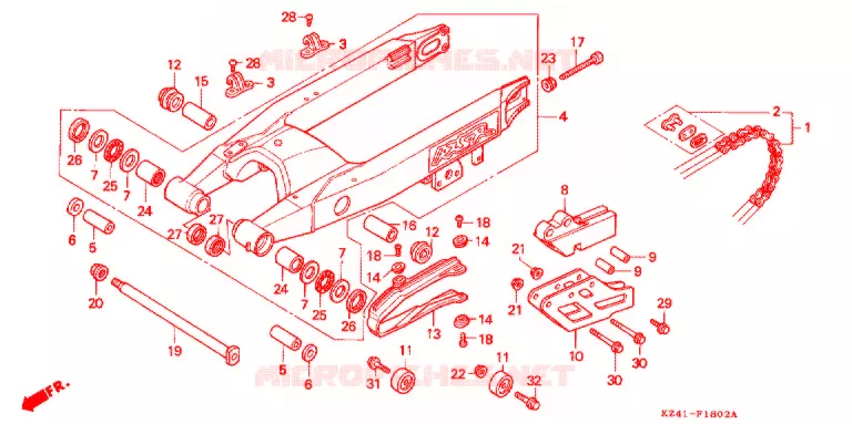 BRAS OSCILLANT (CR125RP/R/S/T) Honda MOTO 125 CR 1996  CR125RT