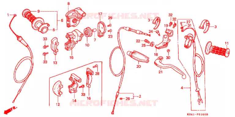 LEVIER DE GUIDON - CABLE - COMMODO Honda MOTO 125 CR 1996  CR125RT