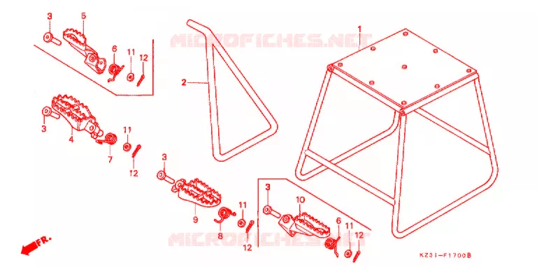 BEQUILLE - REPOSE PIEDS Honda MOTO 250 CR 1993  CR250RP