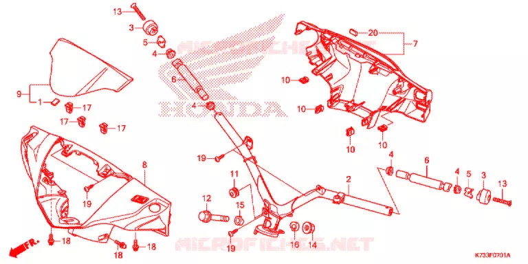 GUIDON - CARENAGE (AFS125MSF/CSFK) Honda MOTO 125 WAVE 2019  AFS125CSFK