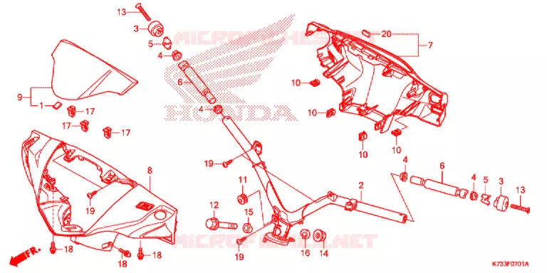 GUIDON - CARENAGE (AFS125MSF/CSFK) Honda MOTO 125 WAVE 2018  AFS125MSFK