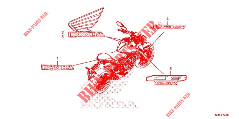 AUTOCOLLANTS pour Honda CB 125 R ABS 2019