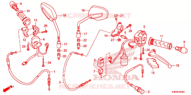 LEVIER DE GUIDON - CABLE - COMMODO Honda MOTO 160 CBF 2019  CBF160K