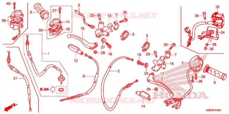 LEVIER DE GUIDON - CABLE - COMMODO Honda MOTO 110 CG 2019  CG110SHK