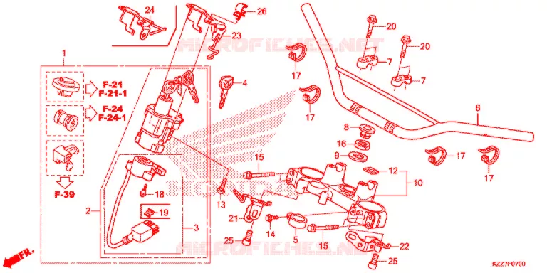 GUIDON - TE DE FOURCHE Honda MOTO 250 CRF 2020  CRF250LAK