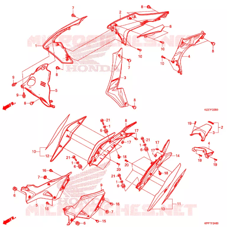 OUIES DE RADIATEUR (CRF250L/LA) Honda MOTO 250 CRF 2019  CRF250LK