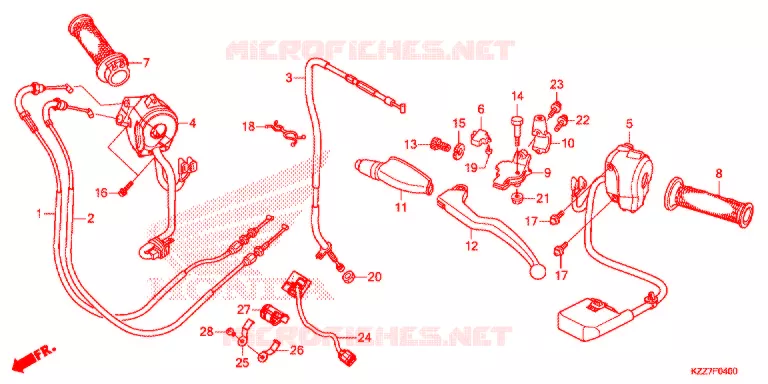 LEVIER DE GUIDON - CABLE - COMMODO Honda MOTO 250 CRF 2018  CRF250RLK