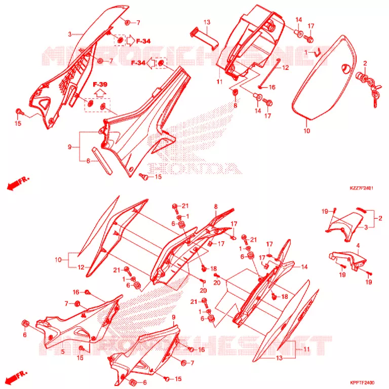 COUVERCLES LATERAUX (CRF250RL/RLA) Honda MOTO 250 CRF 2018  CRF250RLK