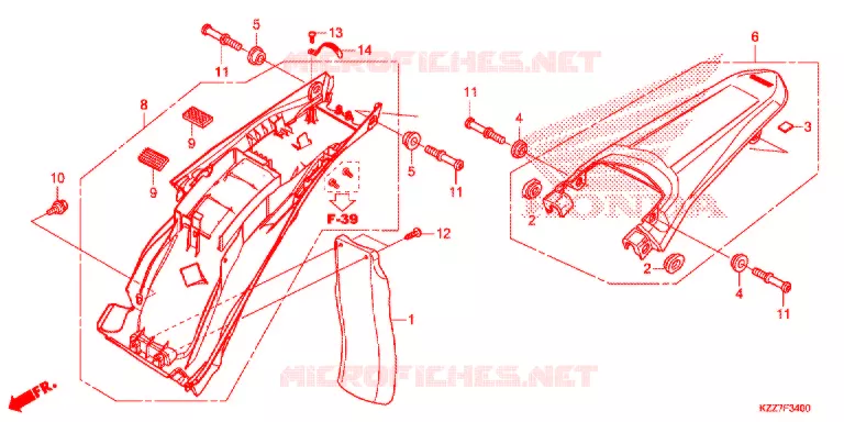 GARDE-BOUE ARRIERE Honda MOTO 250 CRF 2021  CRF250RLK