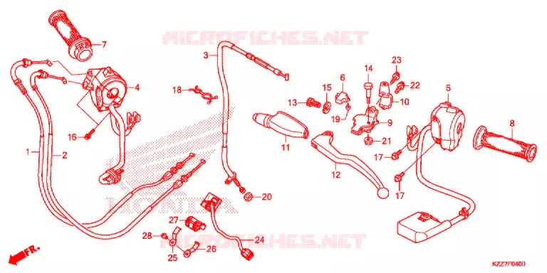 LEVIER DE GUIDON - CABLE - COMMODO Honda MOTO 250 CRF 2021  CRF250RLK