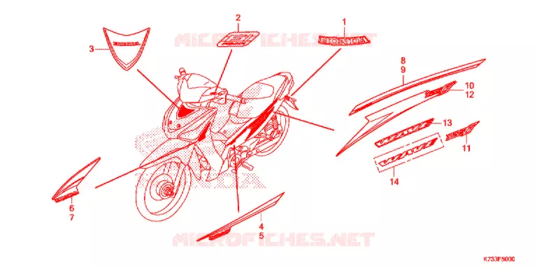 AUTOCOLLANTS (AFS125MSF/CSF/KSFH) Honda MOTO 125 WAVE 2017  AFS125MSFH_TH