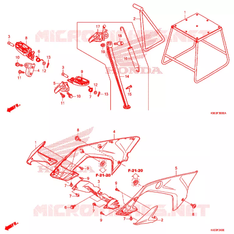 REPOSE PIED - BEQUILLE Honda MOTO 250 CRF 2020  CRF250RXL