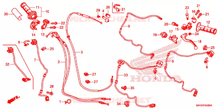 LEVIER DE GUIDON - CABLE - COMMODO Honda MOTO 450 CRF 2020  CRF450RXL