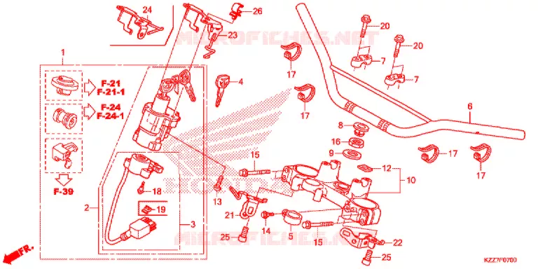 GUIDON - TE DE FOURCHE Honda MOTO 250 CRF 2019  CRF250RLAK