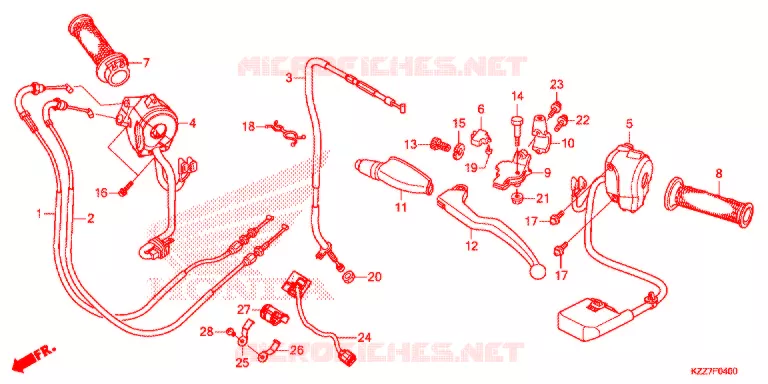 LEVIER DE GUIDON - CABLE - COMMODO Honda MOTO 250 CRF 2019  CRF250RLAK