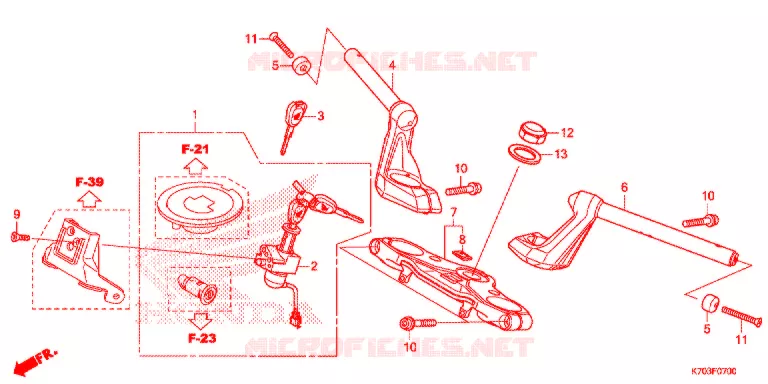 GUIDON - TE DE FOURCHE Honda MOTO 190 CB 2016  CBF190WHG
