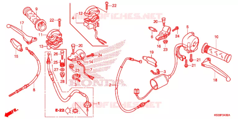 LEVIER DE GUIDON - CABLE - COMMODO Honda MOTO 110 CD 2017  CB110C2MH