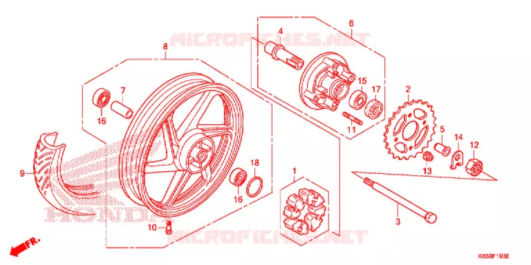 ROUE ARRIERE Honda MOTO 110 CD 2017  CB110C2MH