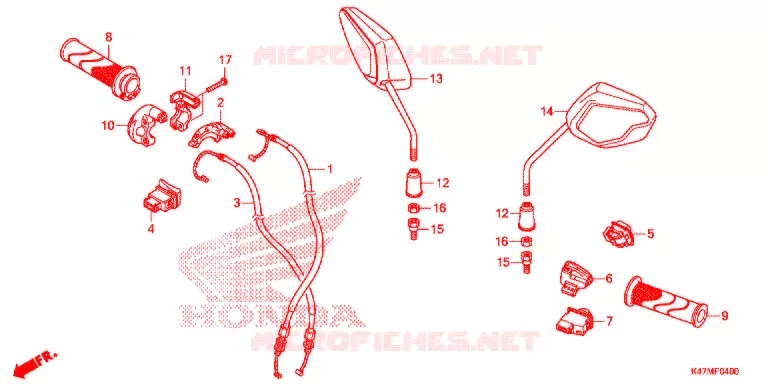 COMMODO - CABLE - RETROVISEUR Honda MOTO 125 DASH 2019  AFP125CSFK