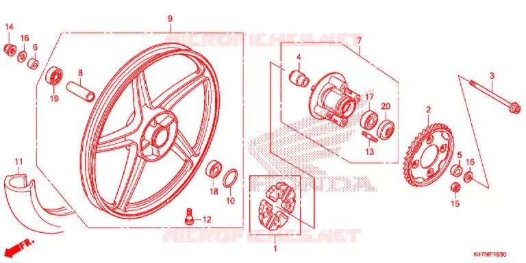 ROUE ARRIERE (AFP125CSF) Honda MOTO 125 DASH 2019  AFP125CSFK