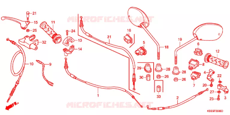 LEVIER DE GUIDON - CABLE - COMMODO Honda MOTO 125 BIZ 2008  BC125M8