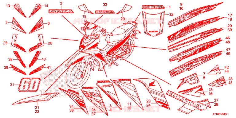 AUTOCOLLANTS Honda MOTO 110 WAVE 2019  AFS110MCSK