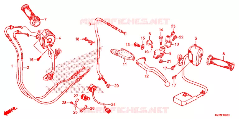 LEVIER DE GUIDON - CABLE - COMMODO Honda MOTO 250 CRF 2019  CRF250RLK