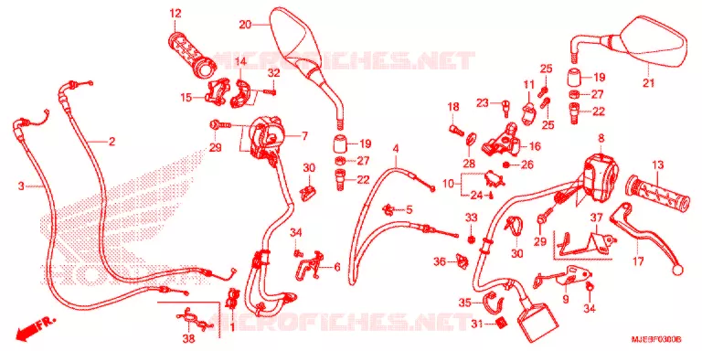 LEVIER DE GUIDON - CABLE - COMMODO Honda MOTO 650 CB 2019  CB650FAK