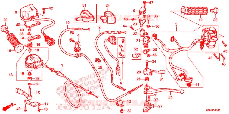 LEVIER DE GUIDON - CABLE - COMMODO Honda ATV 520 FOURTRAX 2020  TRX520FE2L